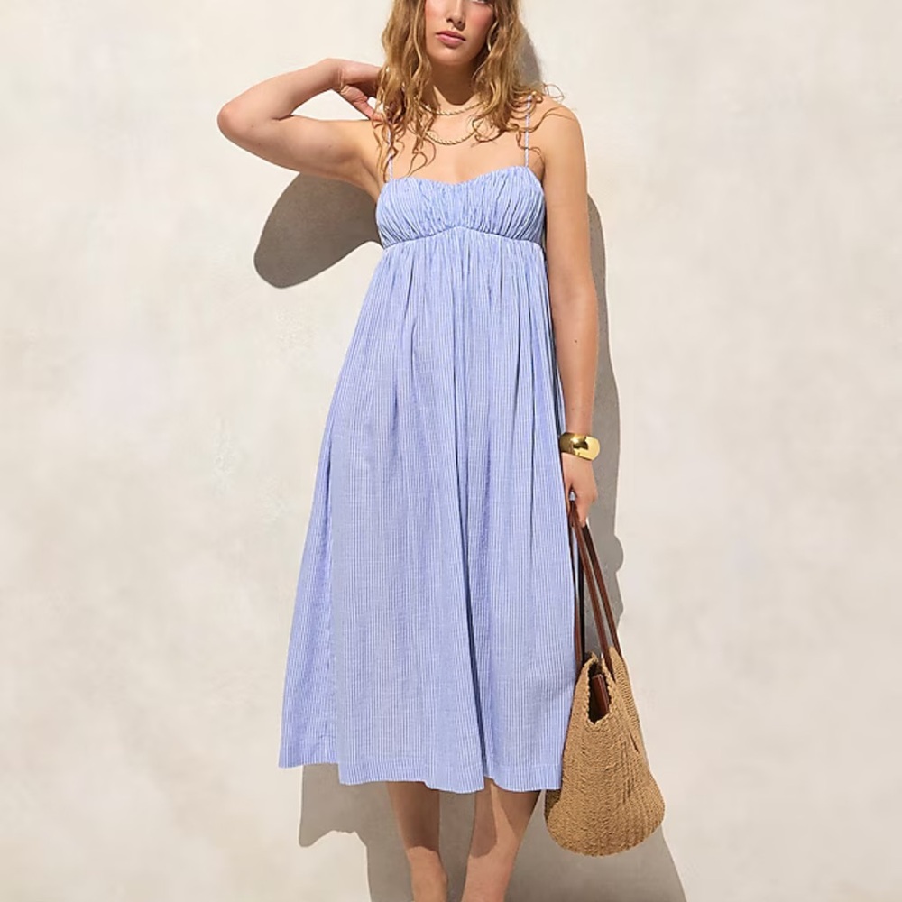 JCrew Airy gauze empire-waist midi dress in stripe
